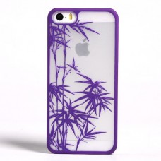 iPhone SE 5 5s - Carved Bamboo Pattern Matte PC Hard Protective Cover Case - Purple